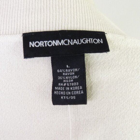 New Norton McNaughton Women's L Key Items Ivory Boat Neck Short Sleeve Sweater - Picture 8 of 8